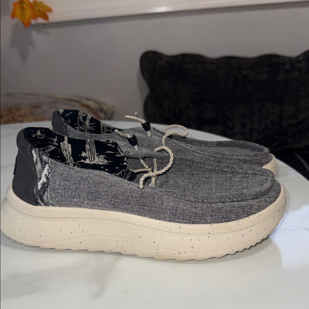 Hey Dude Grey Casual Slip-On Sneakers with Cream Sole